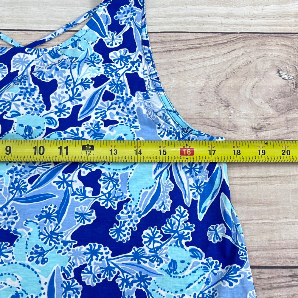 Lilly Pulitzer Koala Print Blue Pima Cotton Strappy Back Shift Dress Womens M - Picture 5 of 6